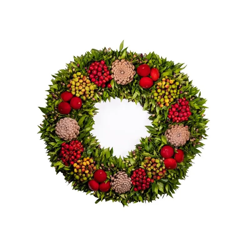 Christmas wreath decorated with dried fruit
